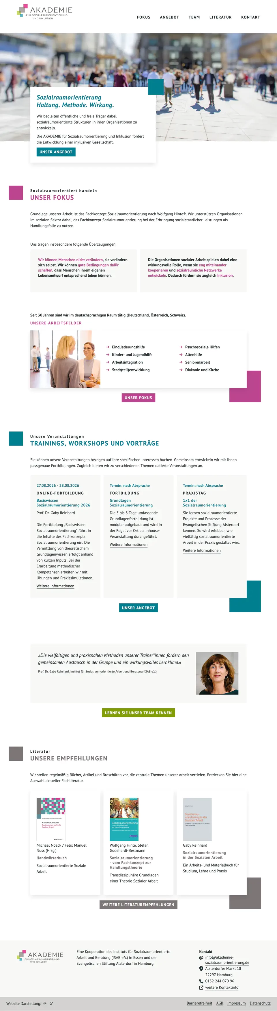Screenshot der WebSite Akademie für Sozialraumorientierung