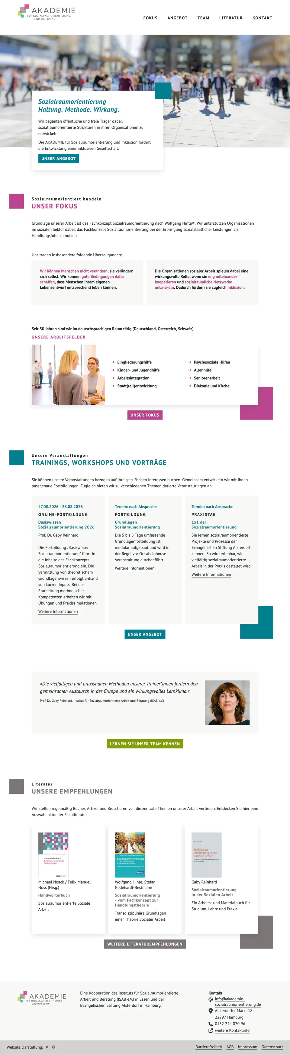 Screenshot der WebSite Akademie für Sozialraumorientierung