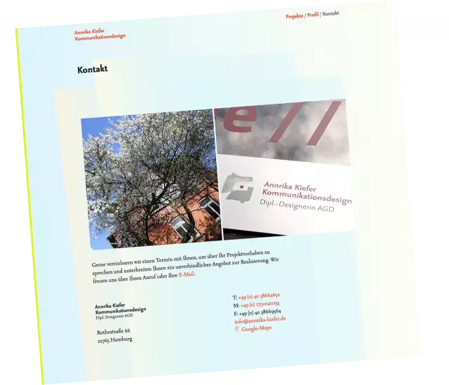 Annrika Kiefer Website Screenshot Kontakt