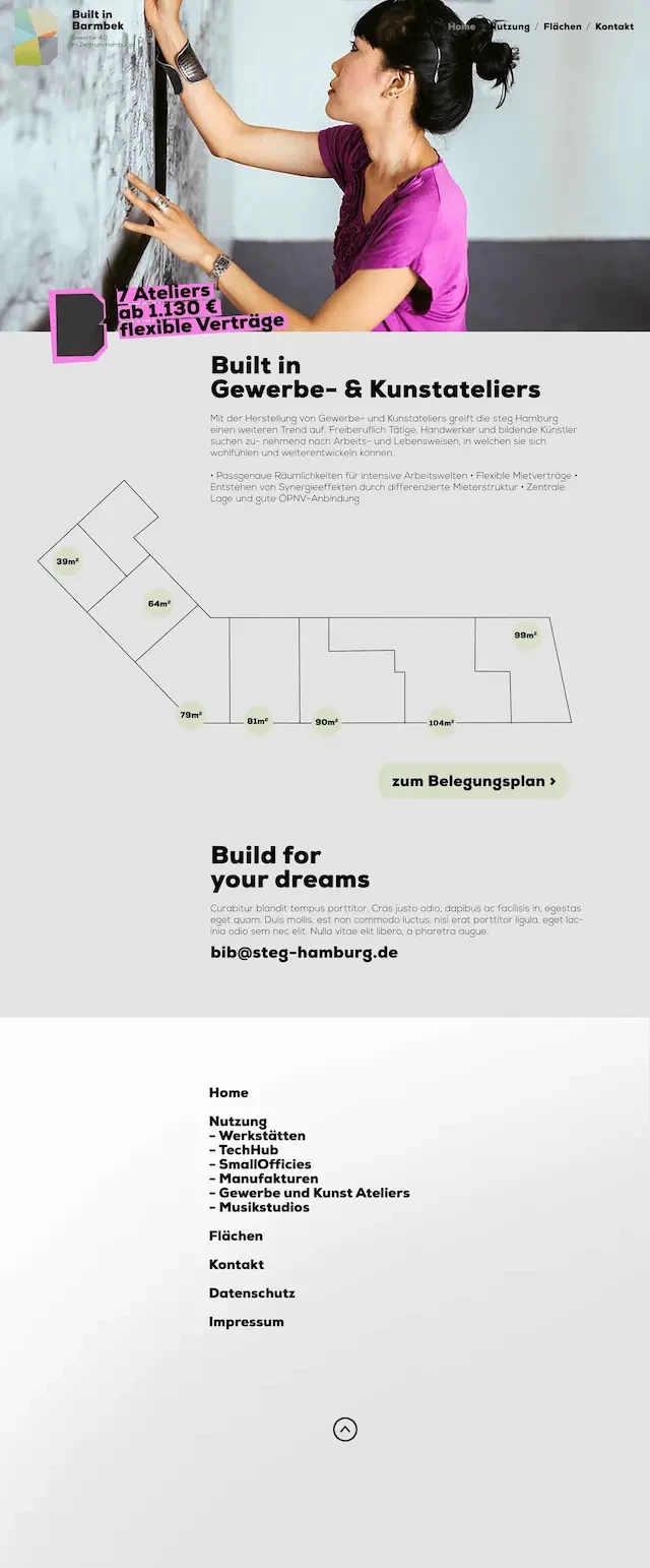Column-Layout Screenshot der Website Built in Barmbek