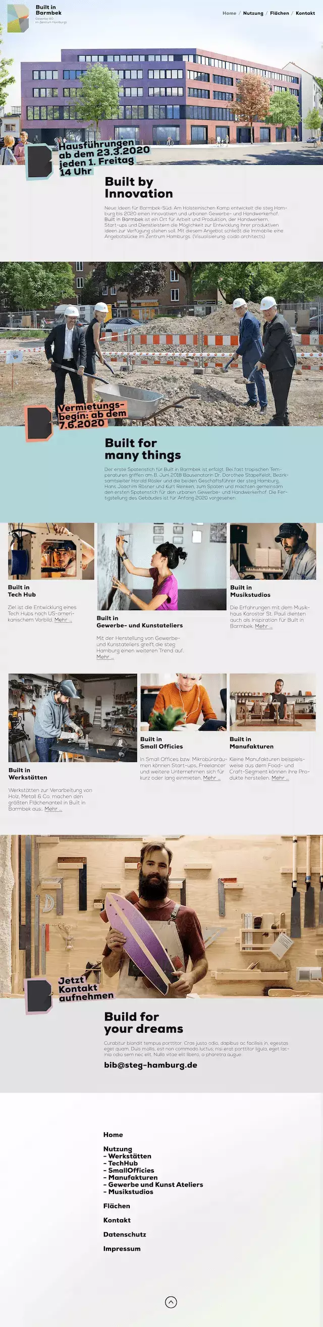 Column-Layout Screenshot der Website Built in Barmbek
