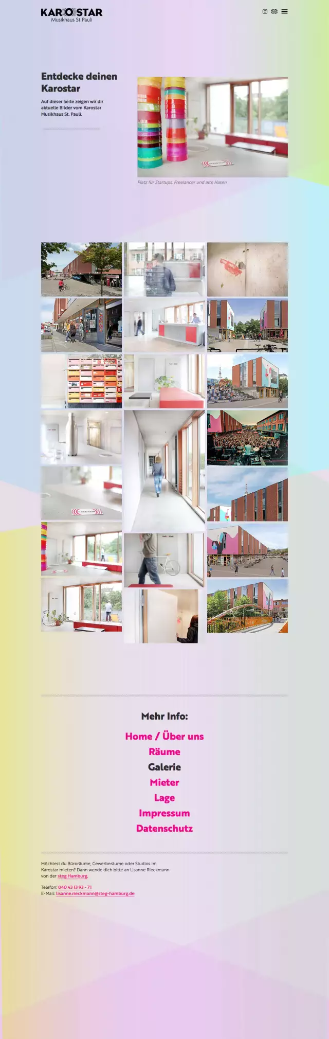 Karostar Musikhaus Hamburg, Screenshot Website Galerie