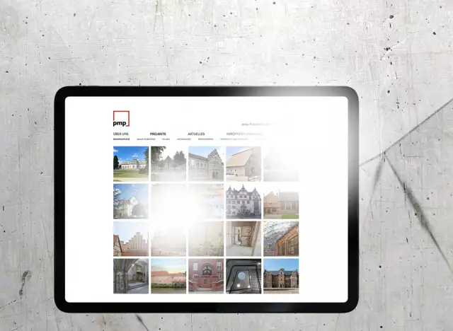 Webdesign für Architekturbüro, Screenshot Projektübersicht, Bilder