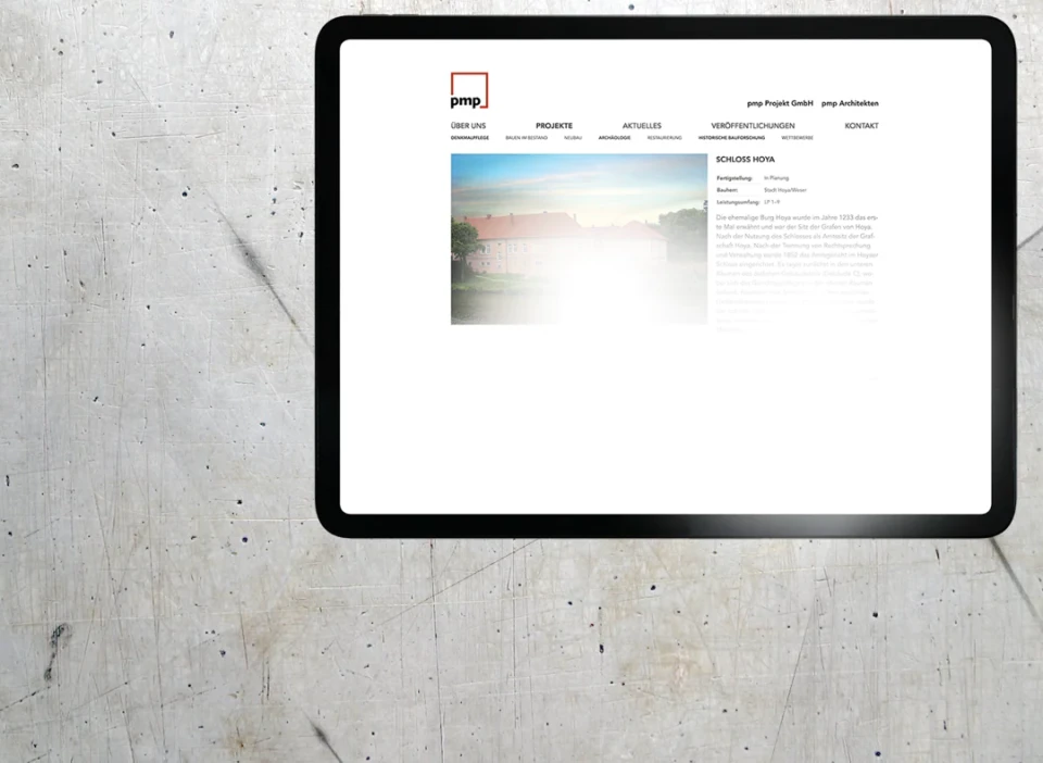 Webdesign für Architekturbüro, Screenshot Projektansicht