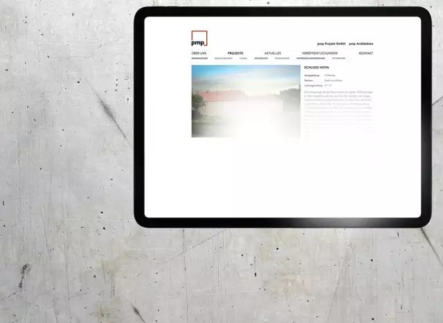 Webdesign für Architekturbüro, Screenshot Projektansicht