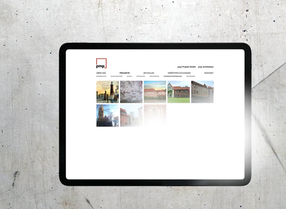Webdesign für Architekturbüro, Screenshot Projektübersicht