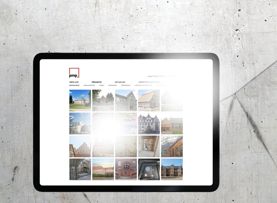 Webdesign für Architekturbüro, Screenshot Projektübersicht, Bilder