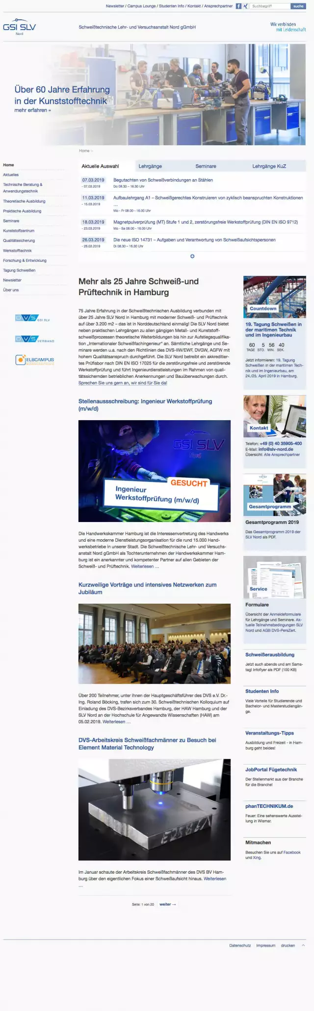 SLV Nord Webdesign, Screenshot Website