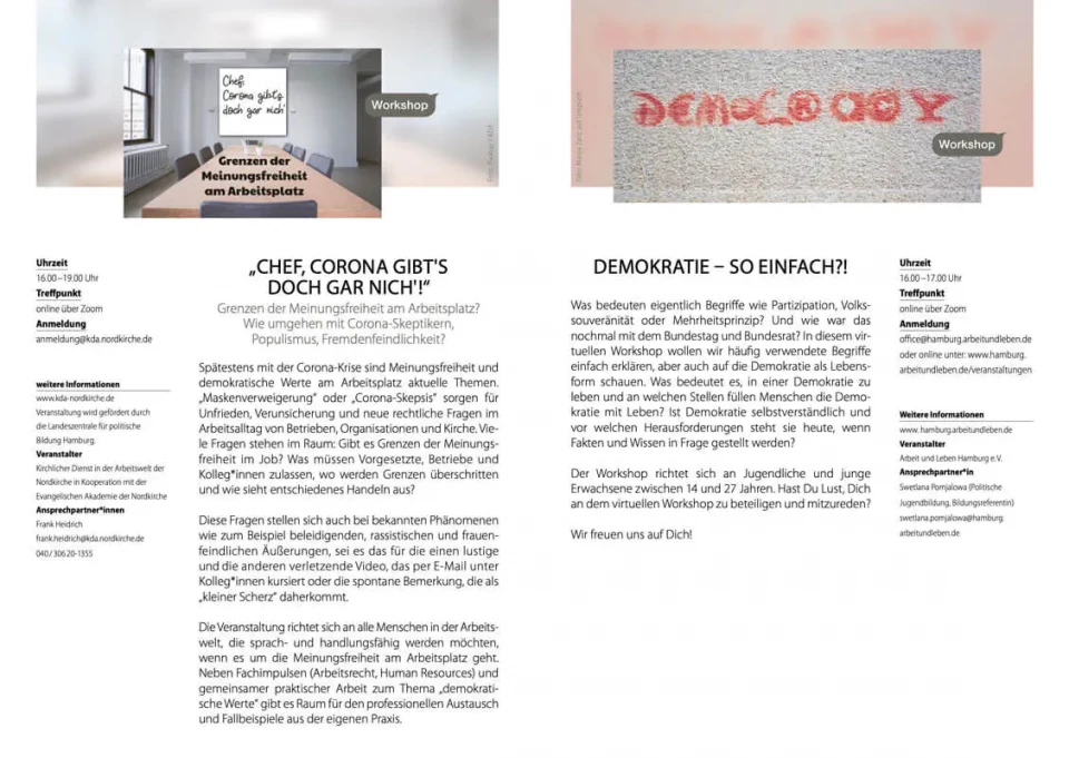 Design für Events, Veranstaltung politische Bildung, Broschüre Innenlayout 4