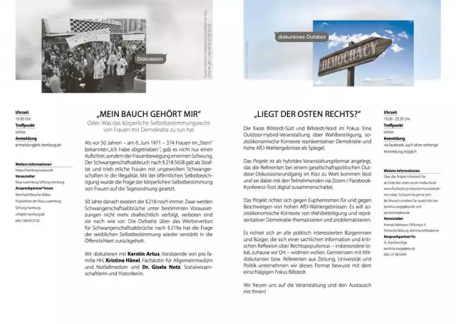 Design für Events, Veranstaltung politische Bildung, Broschüre Innenlayout 9