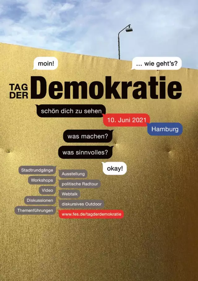 Design für Events, Veranstaltung politische Bildung, Entwurf 3, goldene Wand