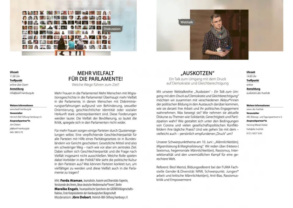 Design für Events, Veranstaltung politische Bildung, Broschüre Innenlayout 3