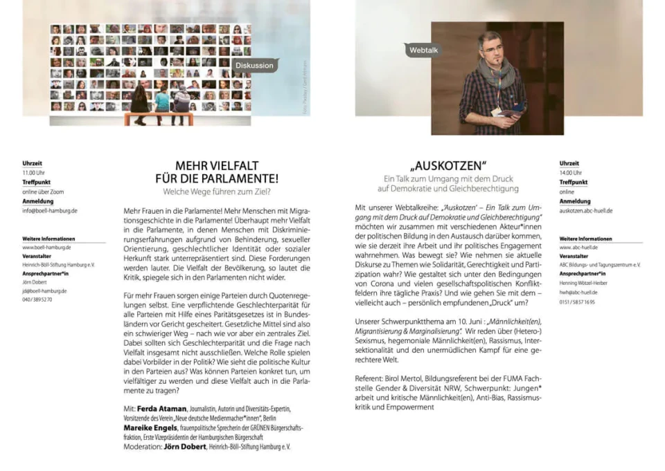 Design für Events, Veranstaltung politische Bildung, Broschüre Innenlayout 3