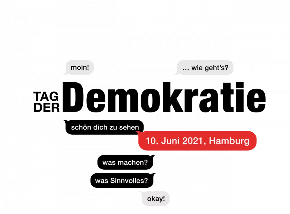 Ein Gesprächsausschnitt im Stil von Whatsapp mit verschiedenen Phrasen, einschließlich Begrüßungen und Fragen, angeordnet in einem lockeren, verstreuten Layout Hamburg
