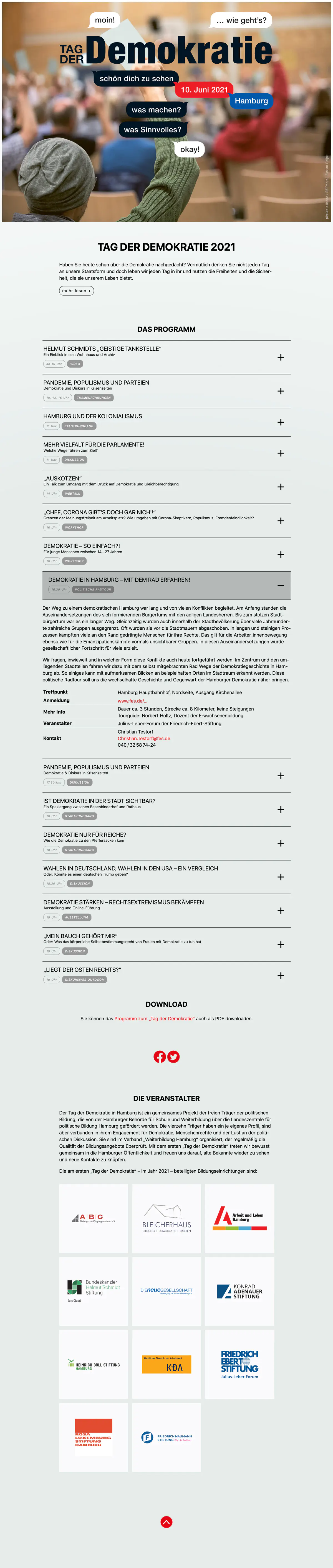 Design für Events, Veranstaltung politische Bildung, Website design