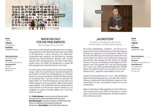 Design für Events, Veranstaltung politische Bildung, Broschüre Innenlayout 3