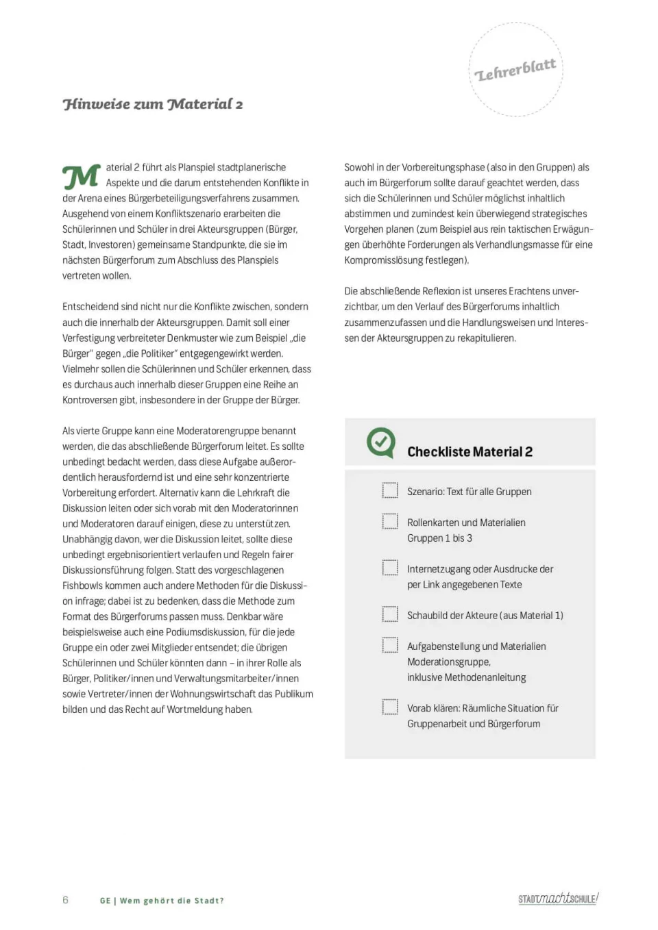 Unterrichtseinheiten Sekundarstufen I und II, Innenlayout
