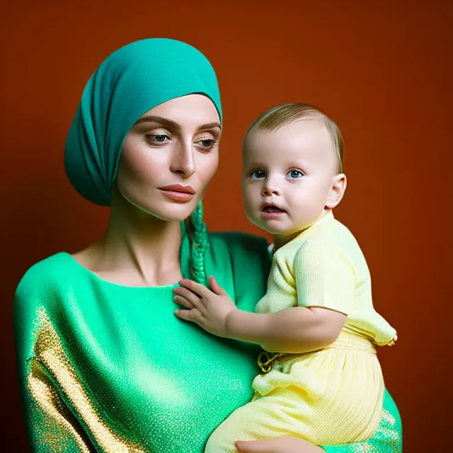 russische junge Mutter mit Kind, KI generiert, 11.2022