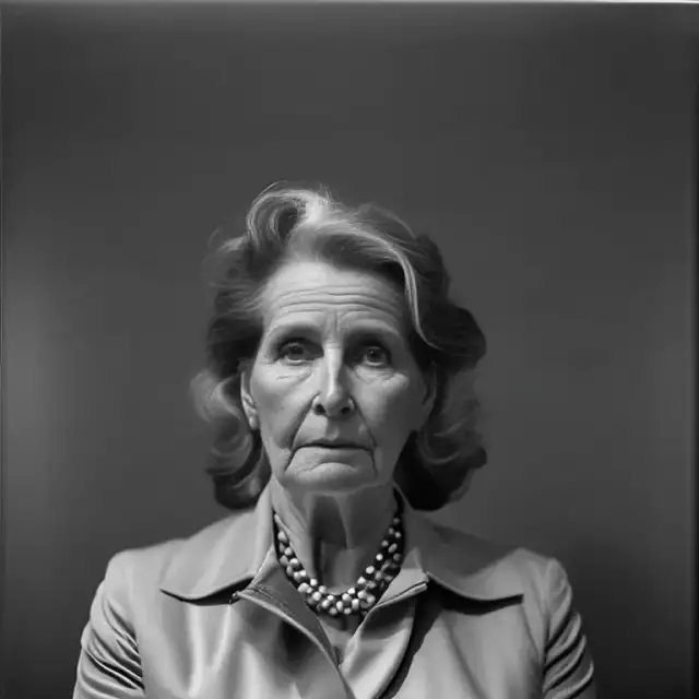 65-jährige Polizistin in Ruhestand, KI-generiertes Bild.