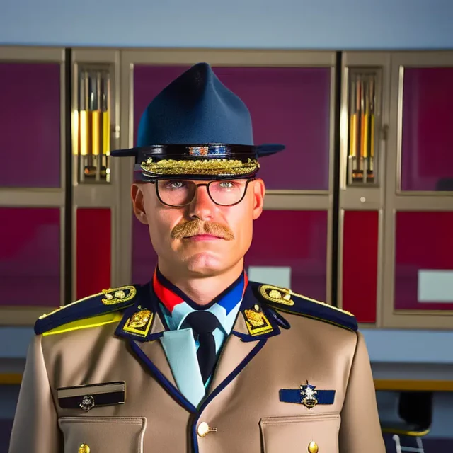 Bild eines ostdeutschen Polizisten. Erstellt mit generativer KI.