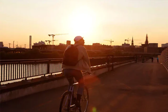 Fahrradroute in Hamburg nähe Deichtorhallen