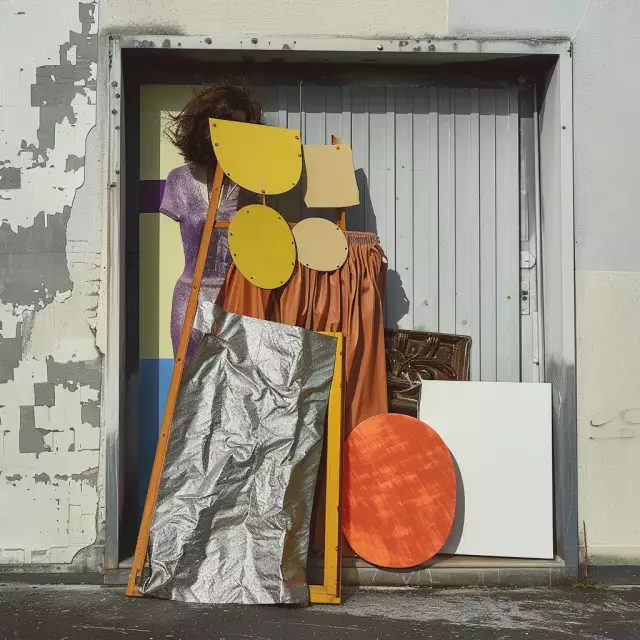 Stillleben 3 mit verschiedenen Formen, Oberflächen und Objekten im Straßenraum abgestellt, KI generiertes Bild