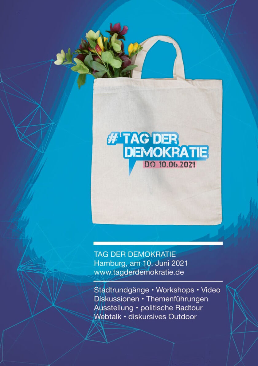 Plakat Entwurf, Tag der Demokratie Hamburg 2021, Veranstaltungsdesign politische Bildung
