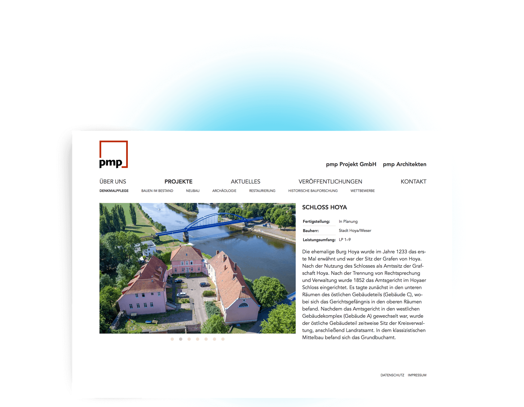 WebDesign Architekten; Screenshot der WebSite von 2018; Detailseite