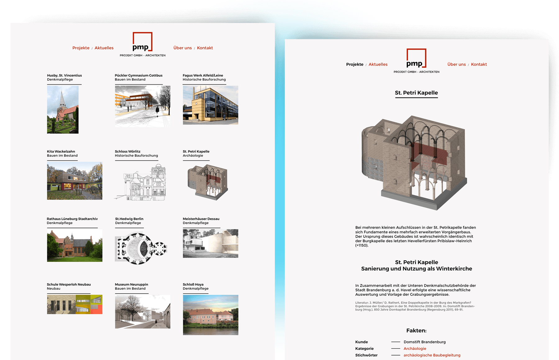 WebDesign Architekten; Entwürfe der WebSite von 2018