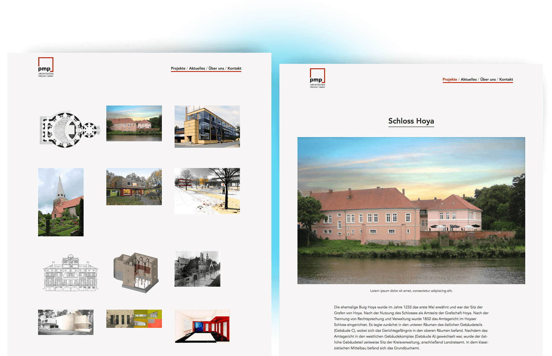 WebDesign Architekten; weitere Entwürfe der WebSite von 2018
