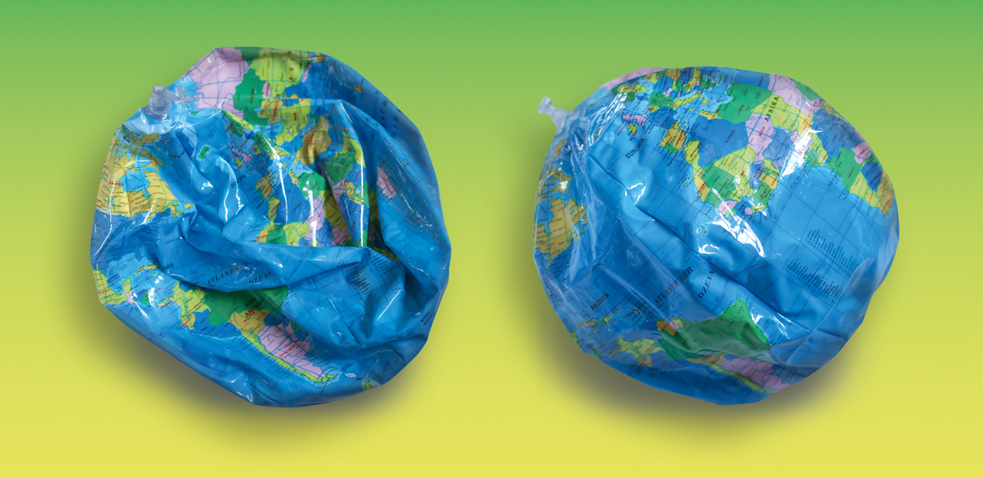 aufblasbare Erdkugeln ohne Luft