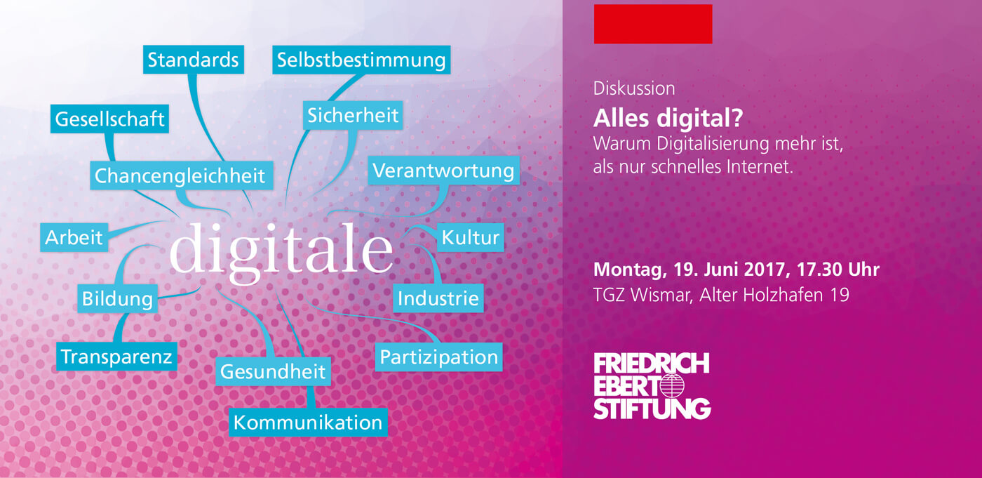 Schwebende Begriffe rund ums Digitale. Flyer