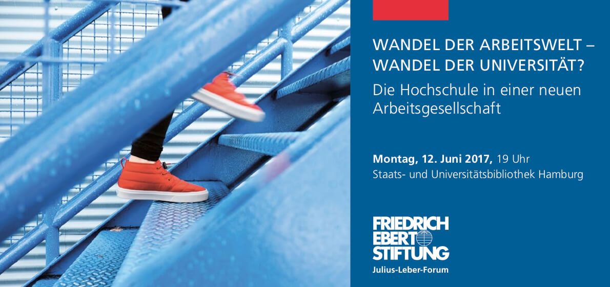 Wandel aer Arbeitswelt: Symbolisch steigt eine Person mit Turnschuhen eine moderne Treppe hoch