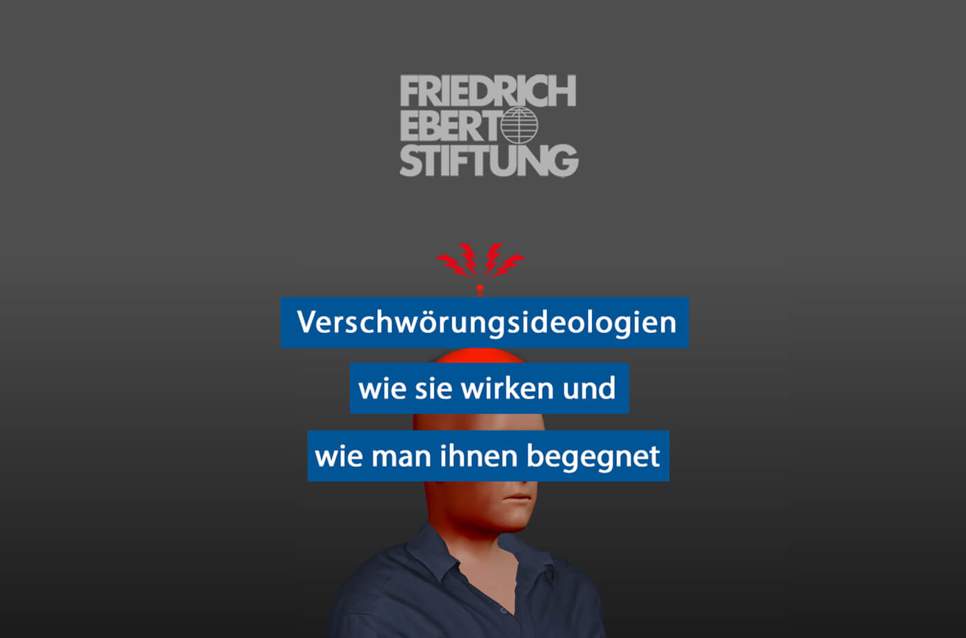Verschwörungsideologien - wie sie wirken und wie man ihnen begegnet. Animation einer Person auf deren Kopf sich eine rote Mütze dreht.