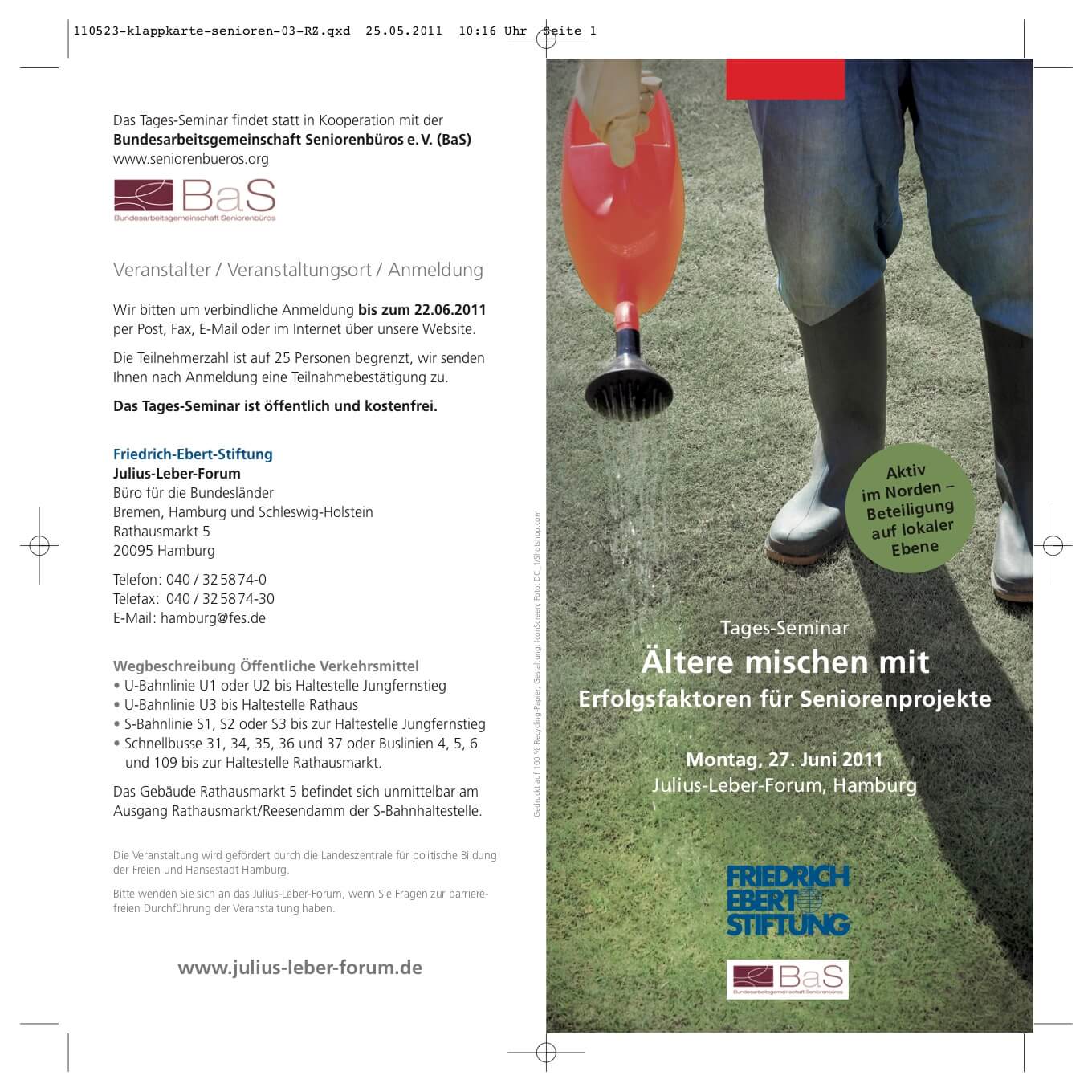 Flyer-Motiv politische Bildung: Über das Engagement von Älteren; Seniorenprojekte