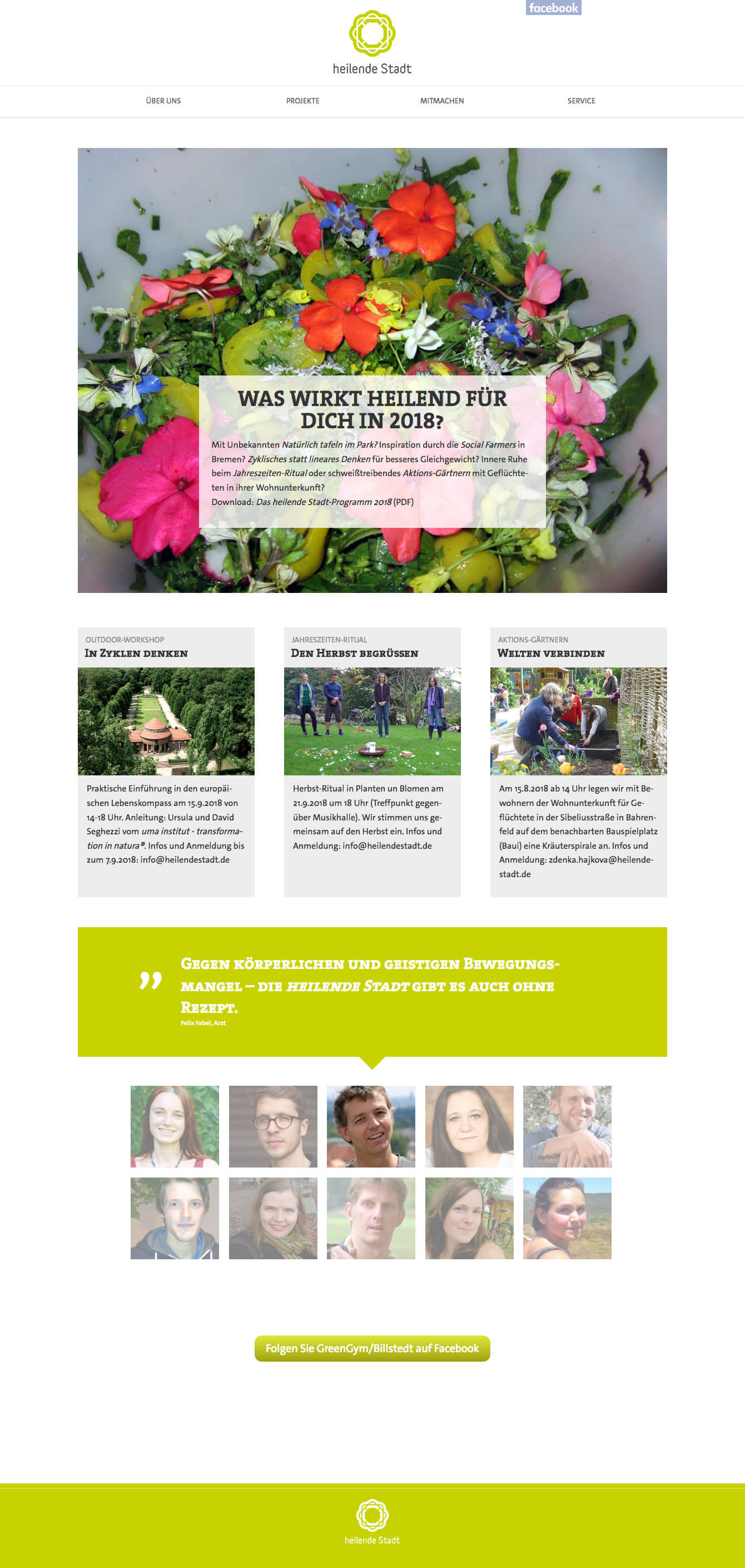 heilende Stadt – WebSite; ScreenShot; Gestaltung für bürgerschaftliches Engagement