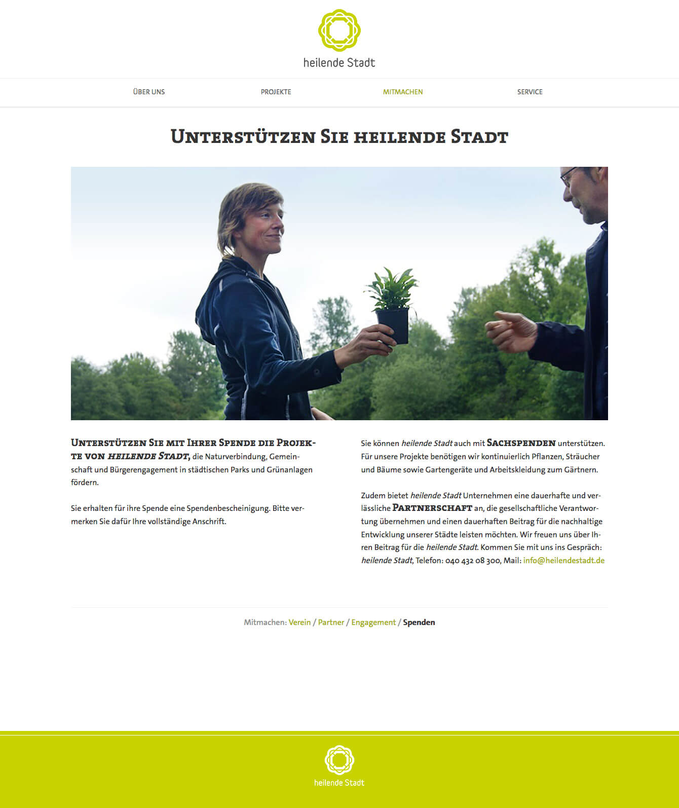 heilende Stadt – WebSite; ScreenShot; Foto mit Text