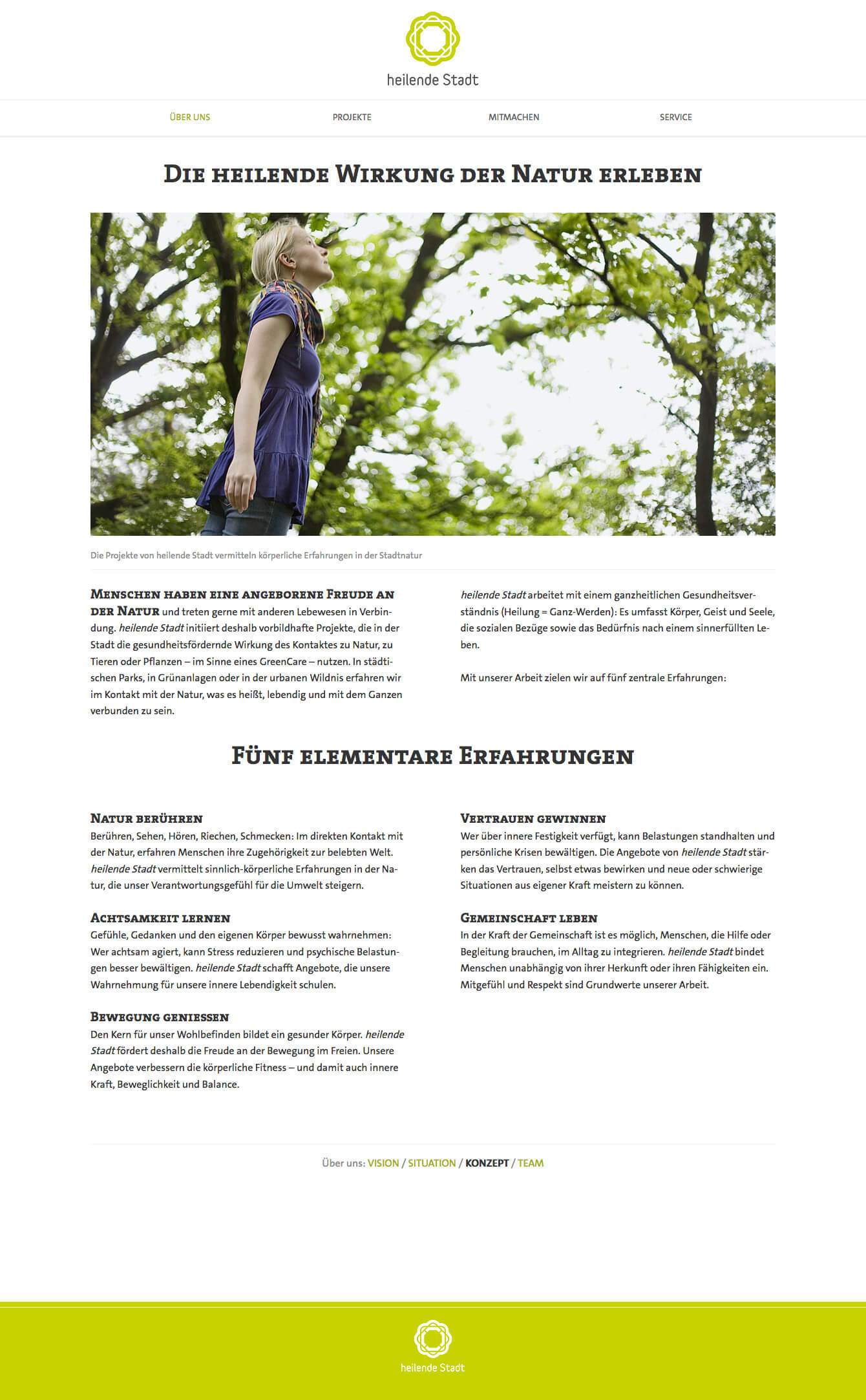 heilende Stadt – WebSite; ScreenShot; verschiedene Layout-Raster