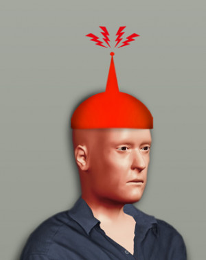 Verschwörungstheorie: Ein digitale Person mit roter Drehkappe