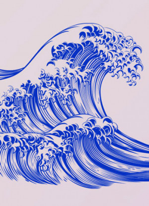 Große Welle vor Kanagawa. Illustriert von Katsushika Hokusai, Japan, 1829